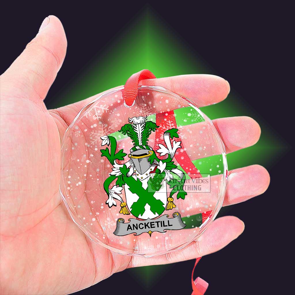 Tartan Vibes Clothing Ancketill Irish Clan Christmas Glass Ornament with Coat of Arms