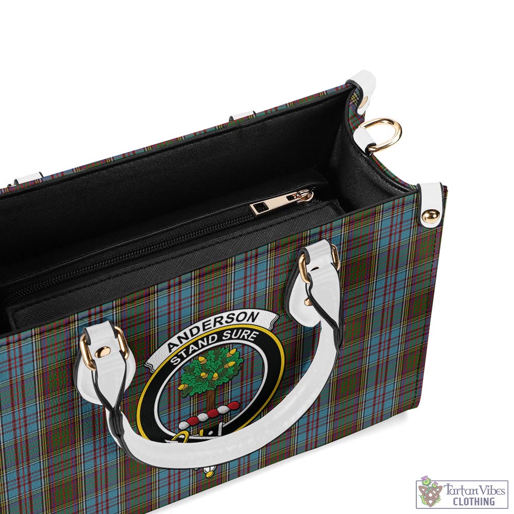 Tartan Vibes Clothing Anderson Tartan Luxury Leather Handbags with Family Crest