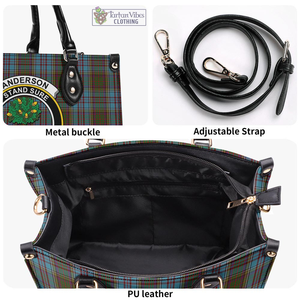 Tartan Vibes Clothing Anderson Tartan Luxury Leather Handbags with Family Crest