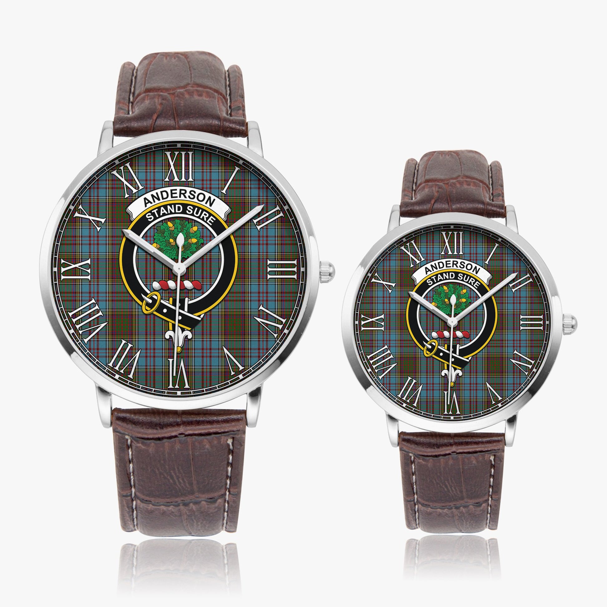 Anderson Tartan Family Crest Leather Strap Quartz Watch - Tartanvibesclothing