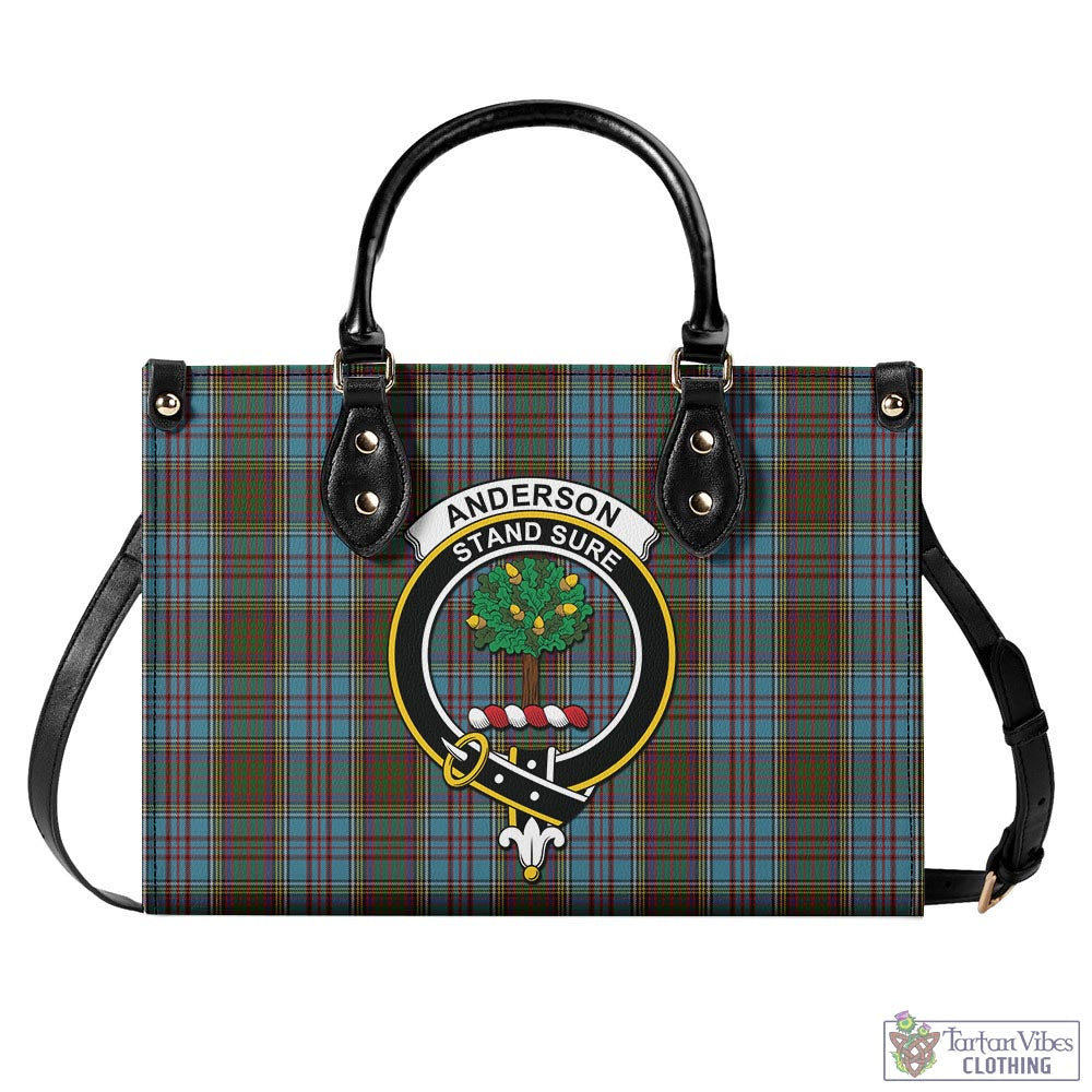 Tartan Vibes Clothing Anderson Tartan Luxury Leather Handbags with Family Crest