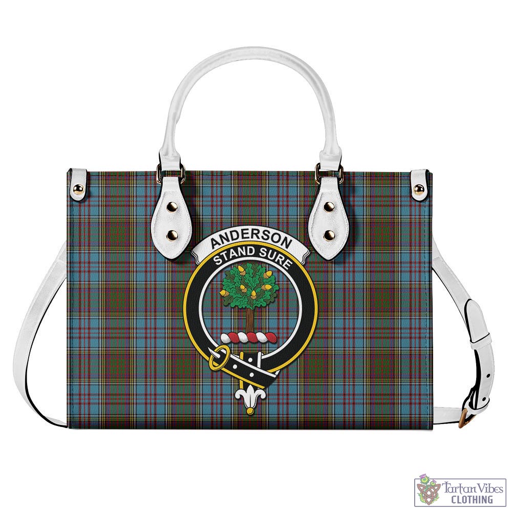 Tartan Vibes Clothing Anderson Tartan Luxury Leather Handbags with Family Crest