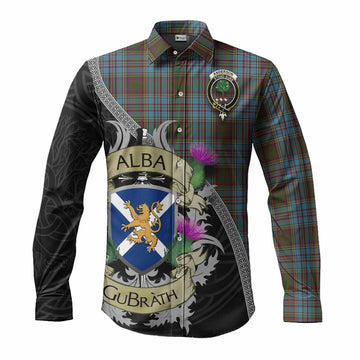 Anderson Tartan Family Crest Long Sleeve Button Shirt Lion Rampant Royal Thistle Shield Celtic Inspired Men's Shirt S - Tartan Vibes Clothing