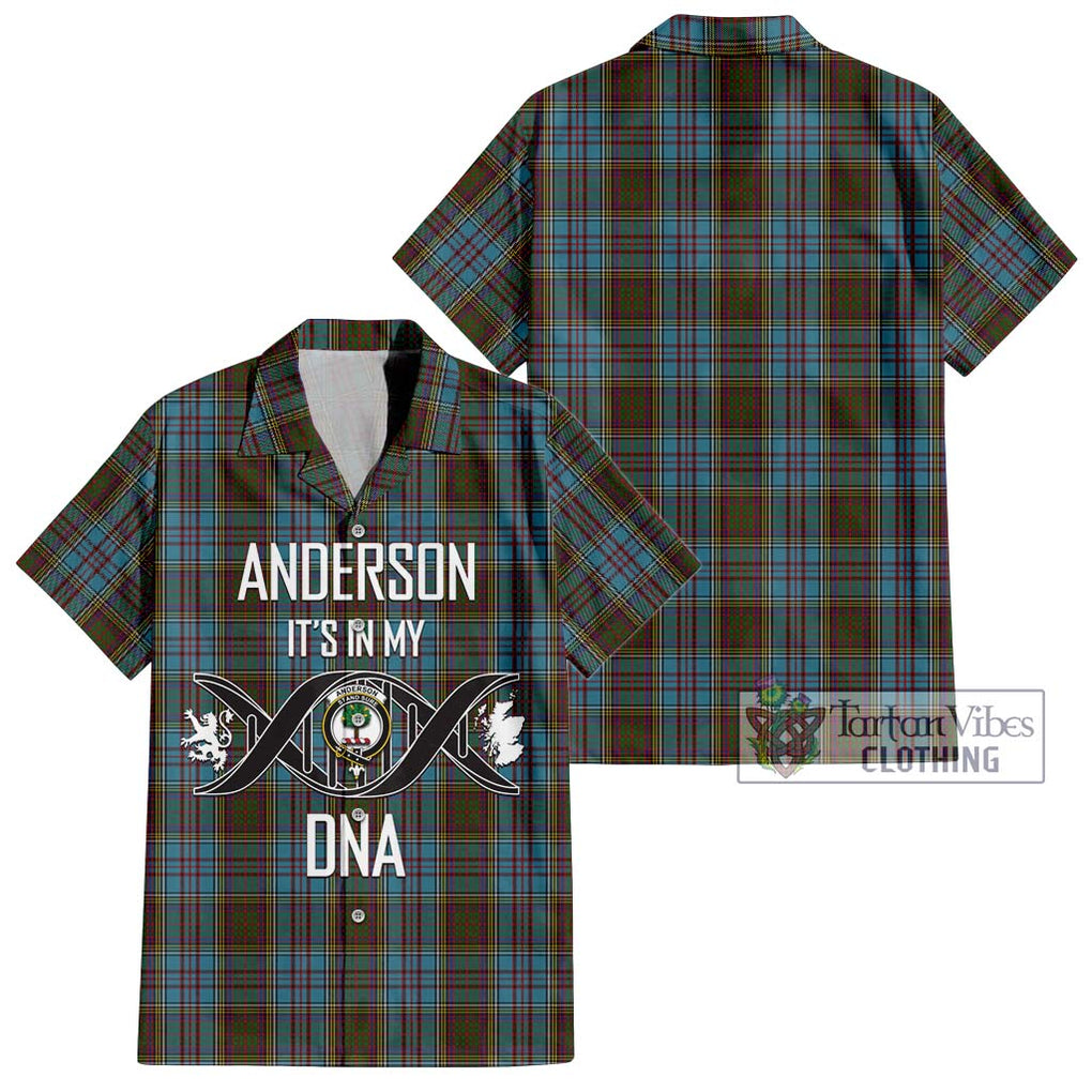 Anderson Tartan Short Sleeve Button Shirt with Family Crest DNA In Me Style Kid - Tartanvibesclothing Shop