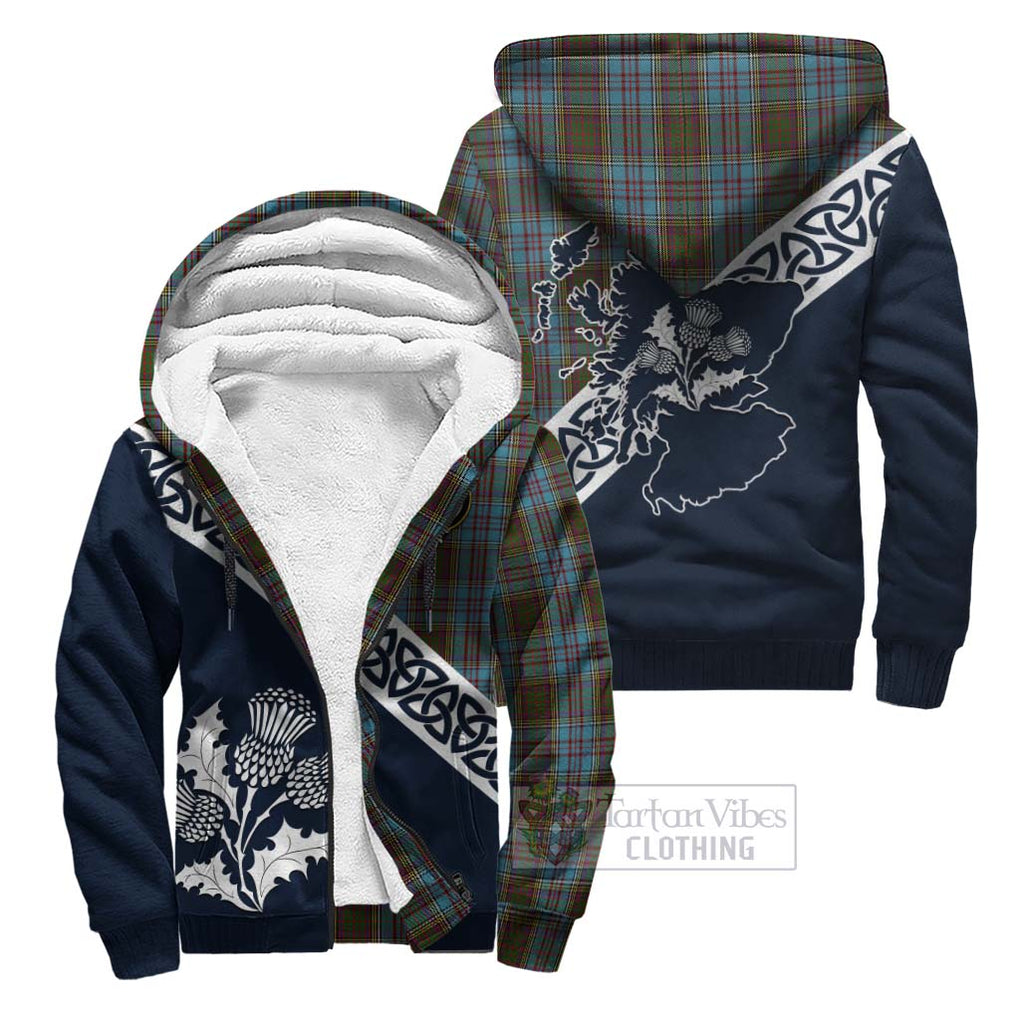 Tartan Vibes Clothing Anderson Tartan Sherpa Hoodie Featuring Thistle and Scotland Map