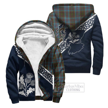 Anderson Tartan Sherpa Hoodie Featuring Thistle and Scotland Map