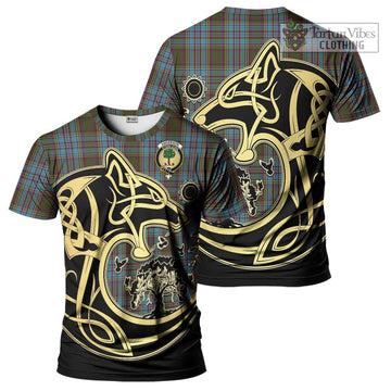 Anderson Tartan T-Shirt with Family Crest Celtic Wolf Style