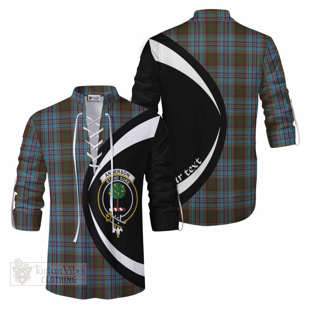 Tartan Vibes Clothing Anderson Tartan Ghillie Kilt Shirt with Family Crest Circle Style