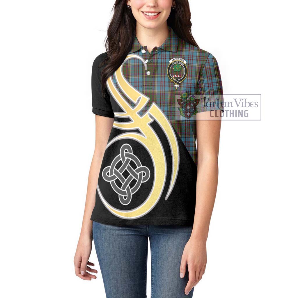 Anderson Tartan Women's Polo Shirt with Family Crest and Celtic Symbol Style Women - Tartan Vibes Clothing