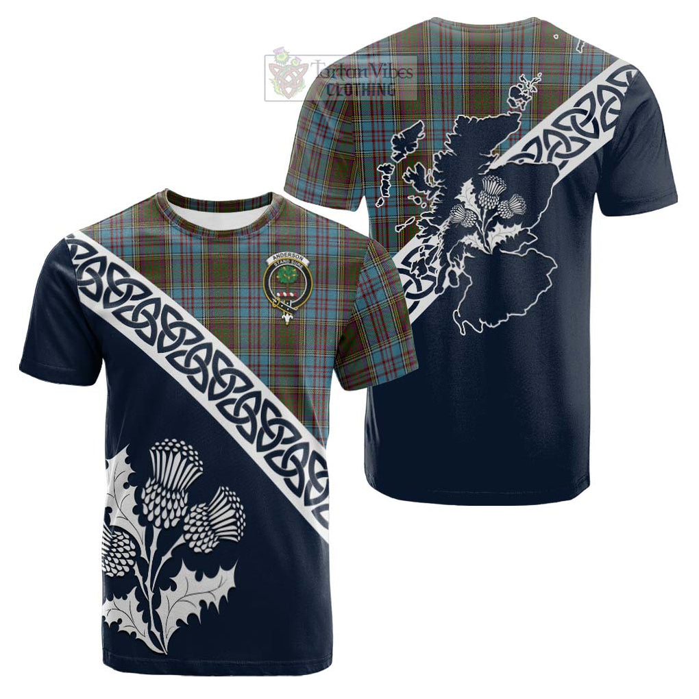 Tartan Vibes Clothing Anderson Tartan Cotton T-shirt Featuring Thistle and Scotland Map