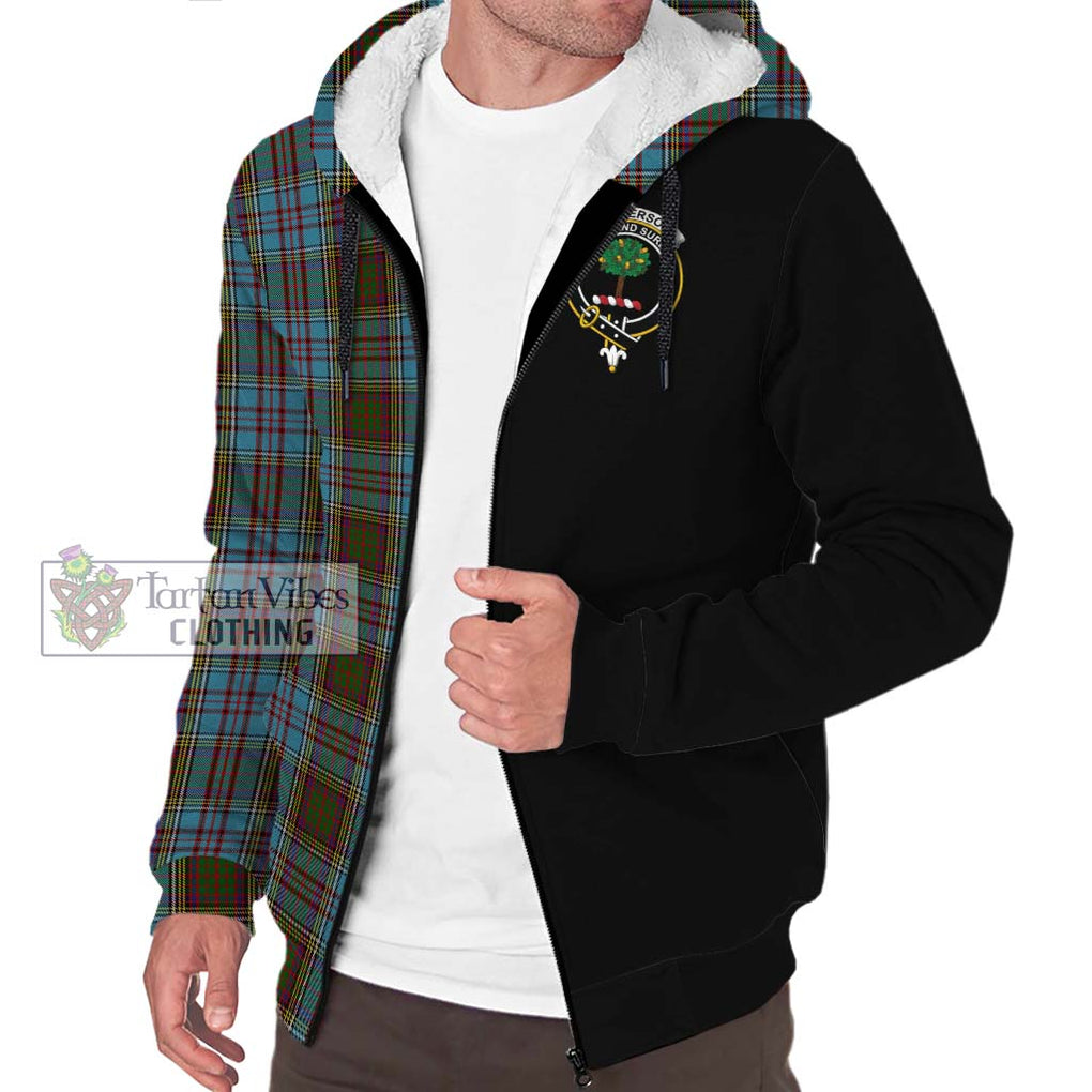 Anderson Tartan Sherpa Hoodie with Family Crest and Half Of Me Style Unisex S - Tartanvibesclothing Shop