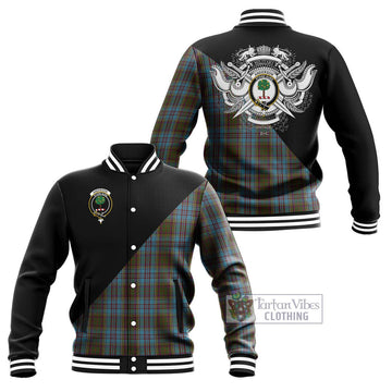 Anderson Tartan Baseball Jacket with Family Crest and Military Logo Style