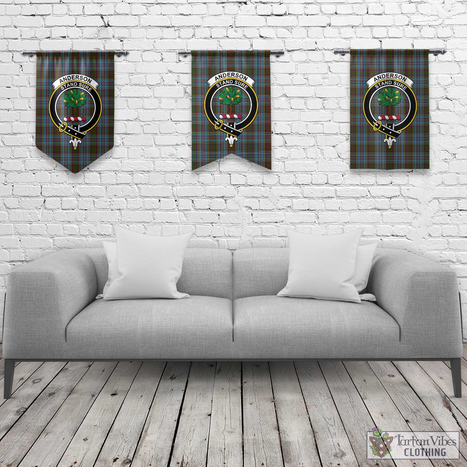 Tartan Vibes Clothing Anderson Tartan Gonfalon, Tartan Banner with Family Crest