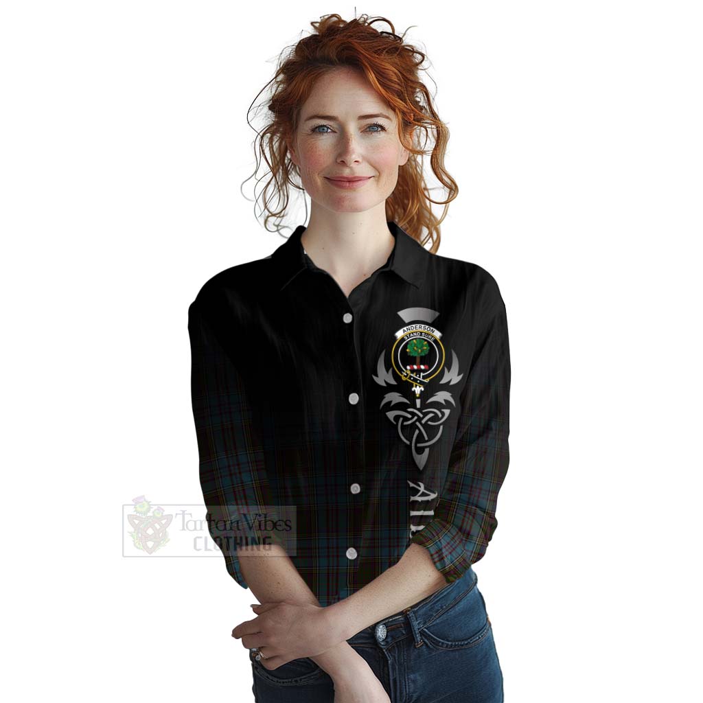 Tartan Vibes Clothing Anderson Tartan Women's Casual Shirt Featuring Alba Gu Brath Family Crest Celtic Inspired