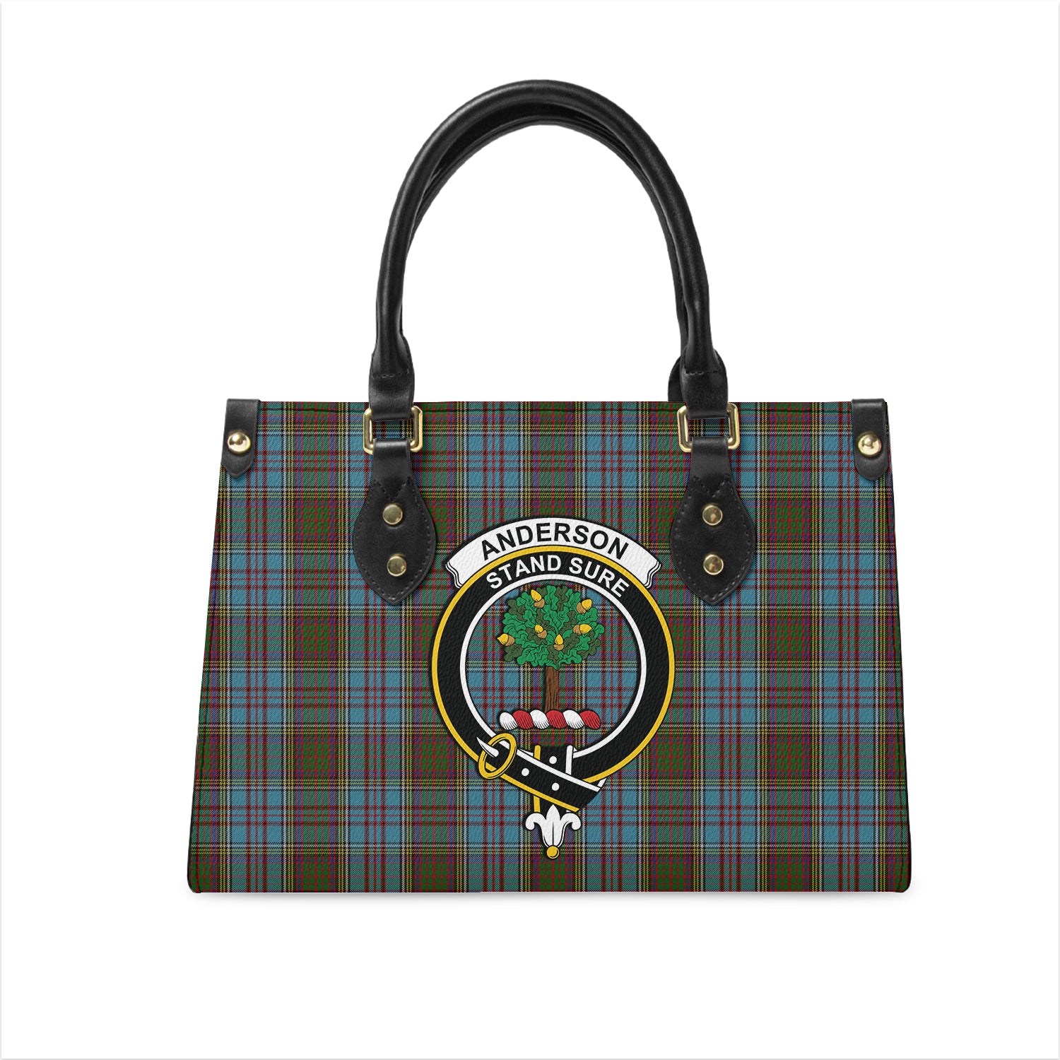 Anderson Tartan Leather Bag with Family Crest One Size 29*11*20 cm - Tartanvibesclothing