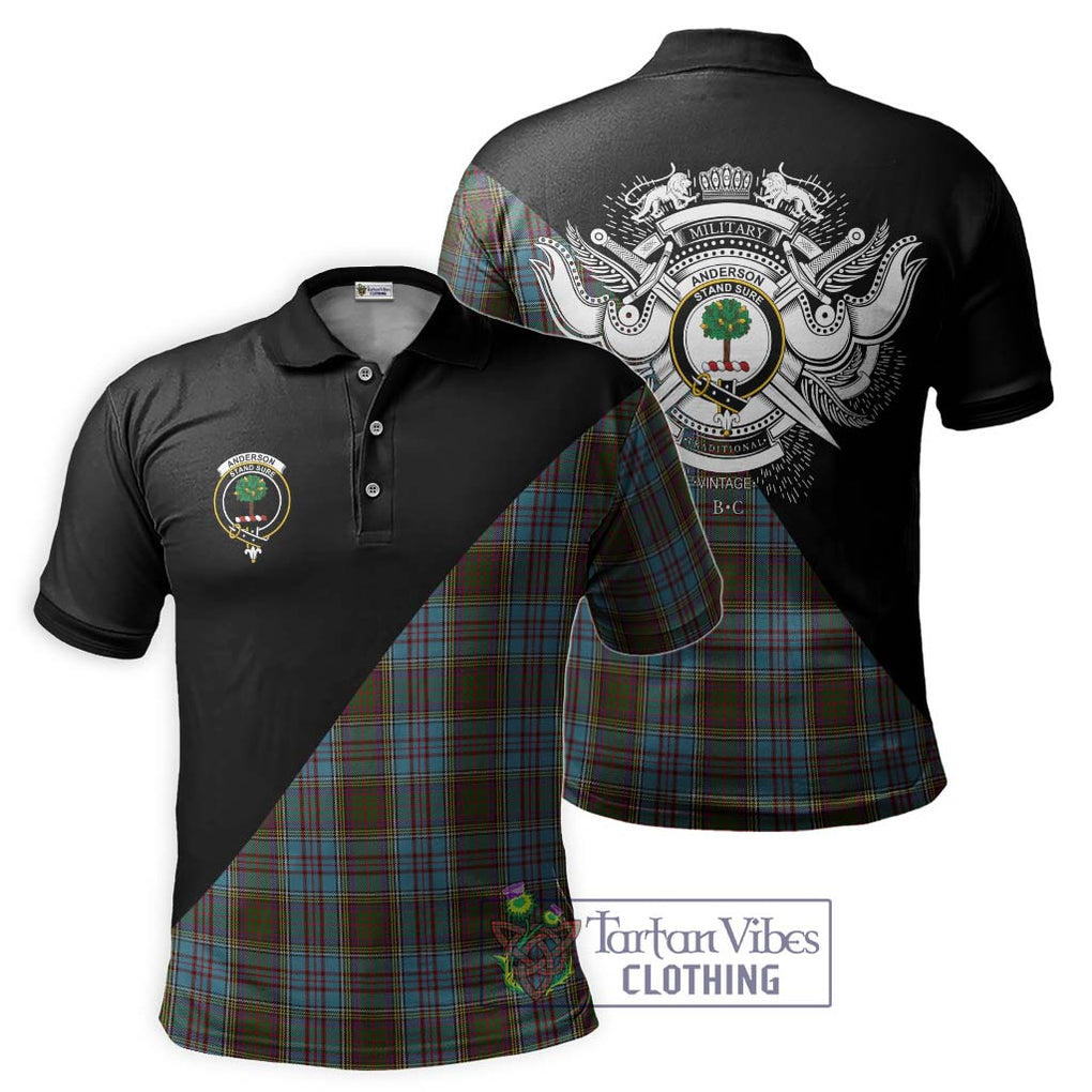 Anderson Tartan Polo Shirt with Family Crest and Military Logo Style Kid - Tartanvibesclothing Shop