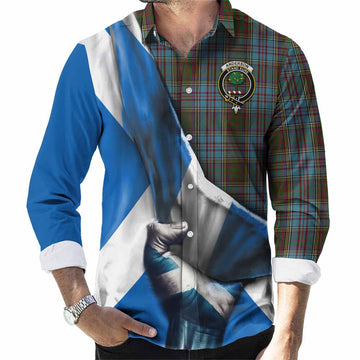 Anderson Tartan Long Sleeve Button Shirt with Family Crest Scotland Patriotic Style