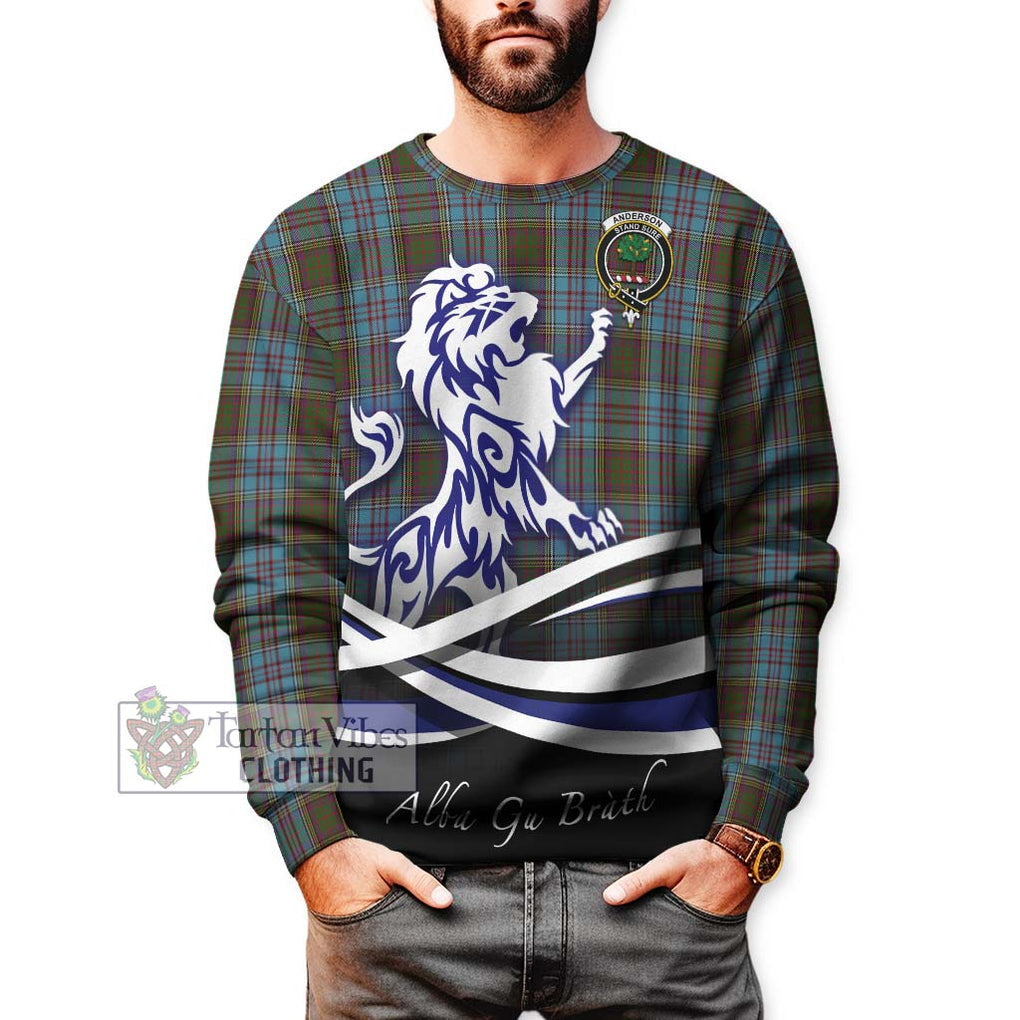 Anderson Tartan Sweatshirt with Alba Gu Brath Regal Lion Emblem Unisex - Tartanvibesclothing Shop