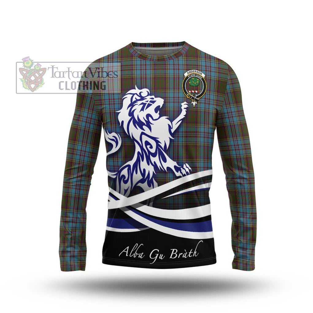 Anderson Tartan Long Sleeve T-Shirt with Alba Gu Brath Regal Lion Emblem Unisex - Tartanvibesclothing Shop