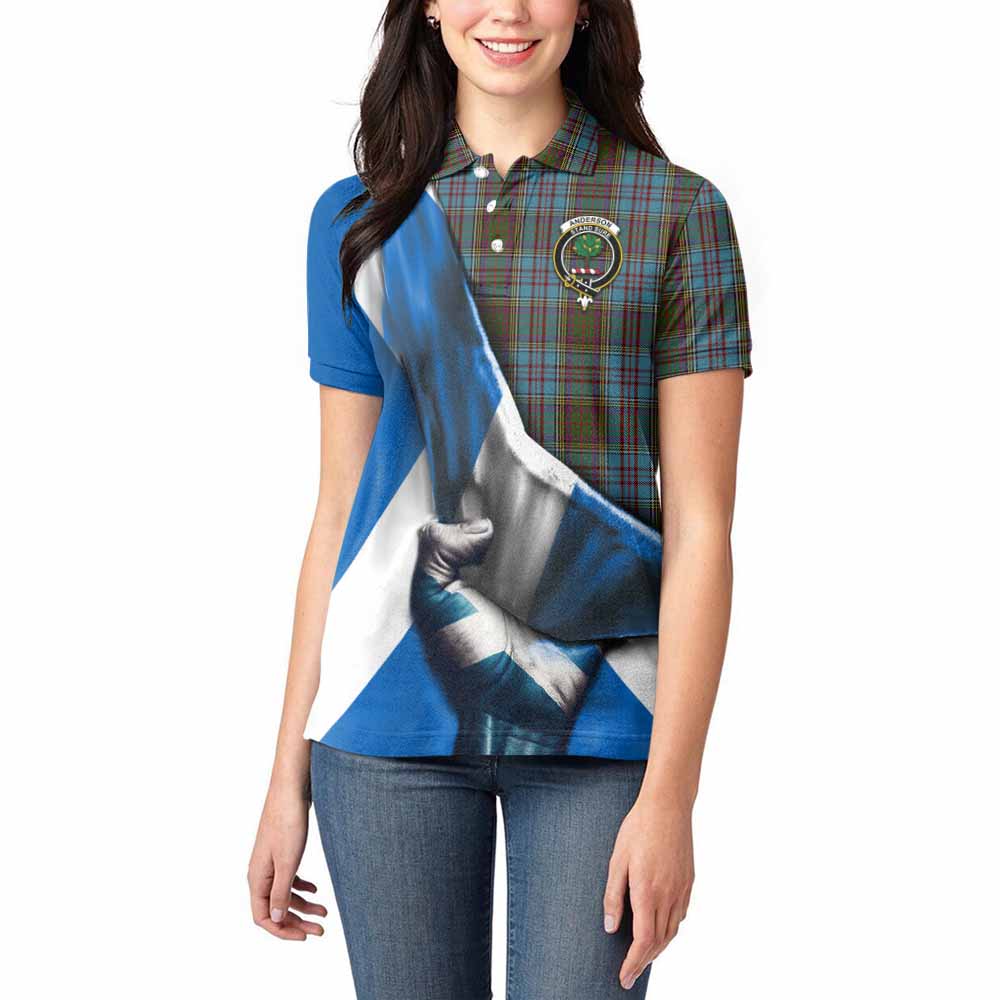 Tartan Vibes Clothing Anderson Tartan Women's Polo Shirt with Family Crest Scotland Patriotic Style