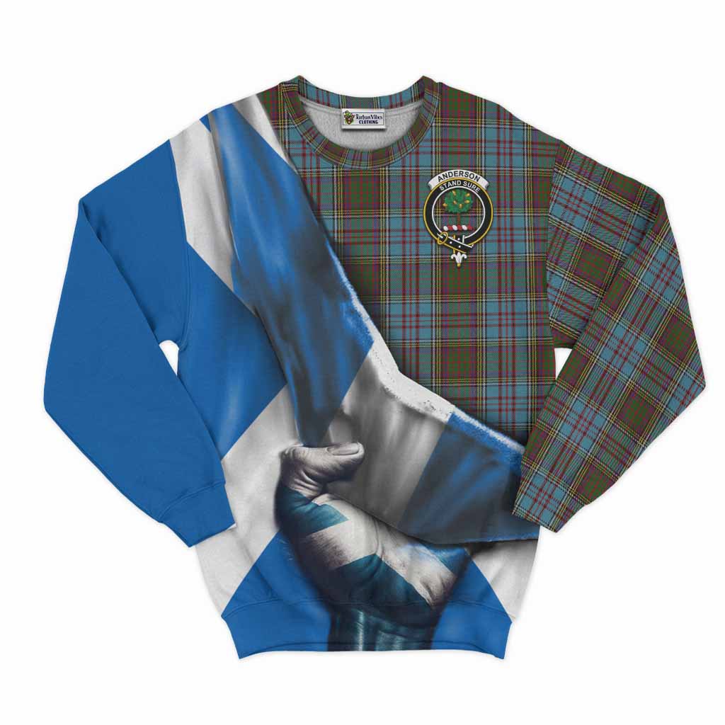 Tartan Vibes Clothing Anderson Tartan Sweatshirt with Family Crest Scotland Patriotic Style