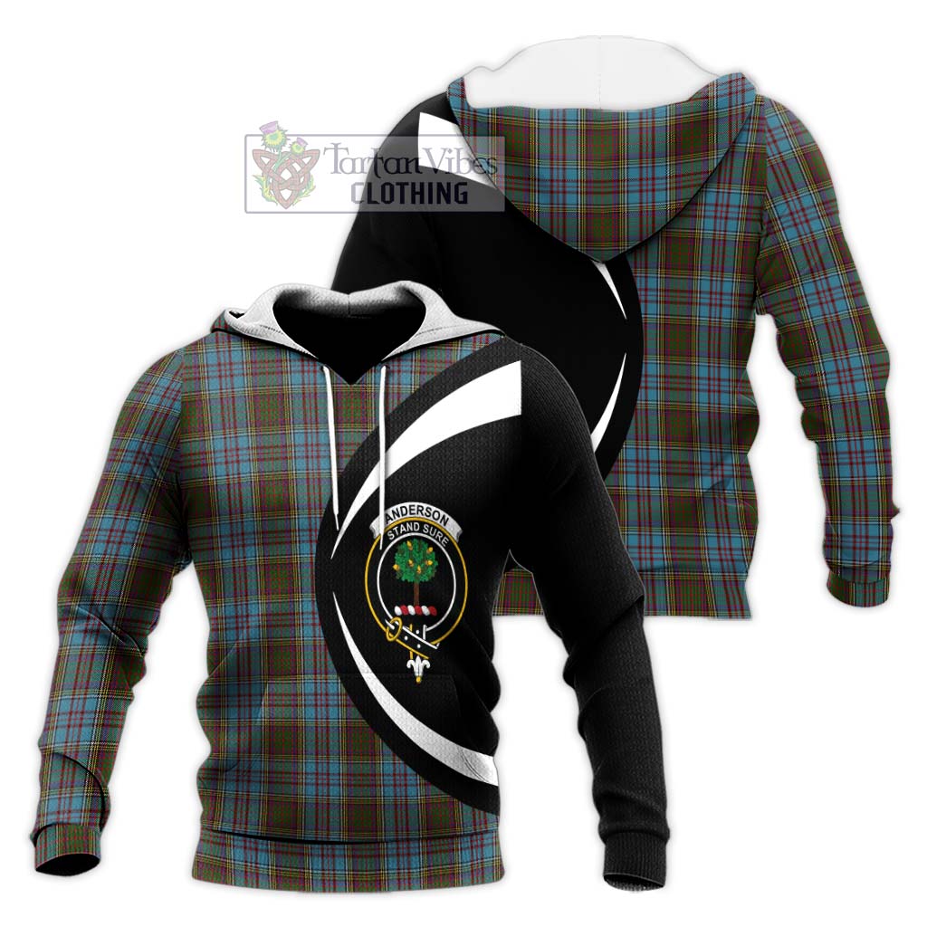 Anderson Tartan Knitted Hoodie with Family Crest Circle Style Unisex Knitted Pullover Hoodie - Tartan Vibes Clothing