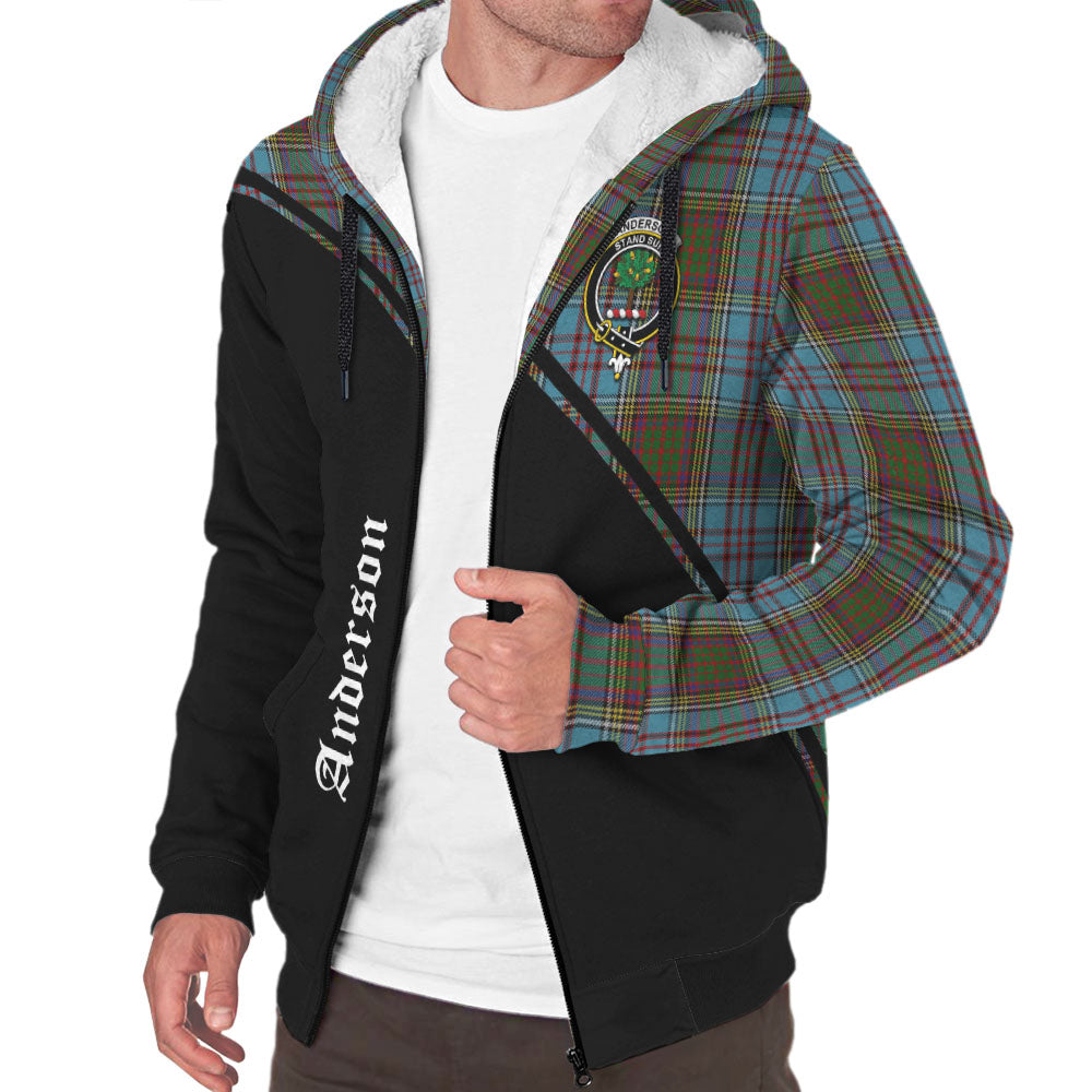 Anderson Tartan Sherpa Hoodie with Family Crest Curve Style Unisex - Tartanvibesclothing