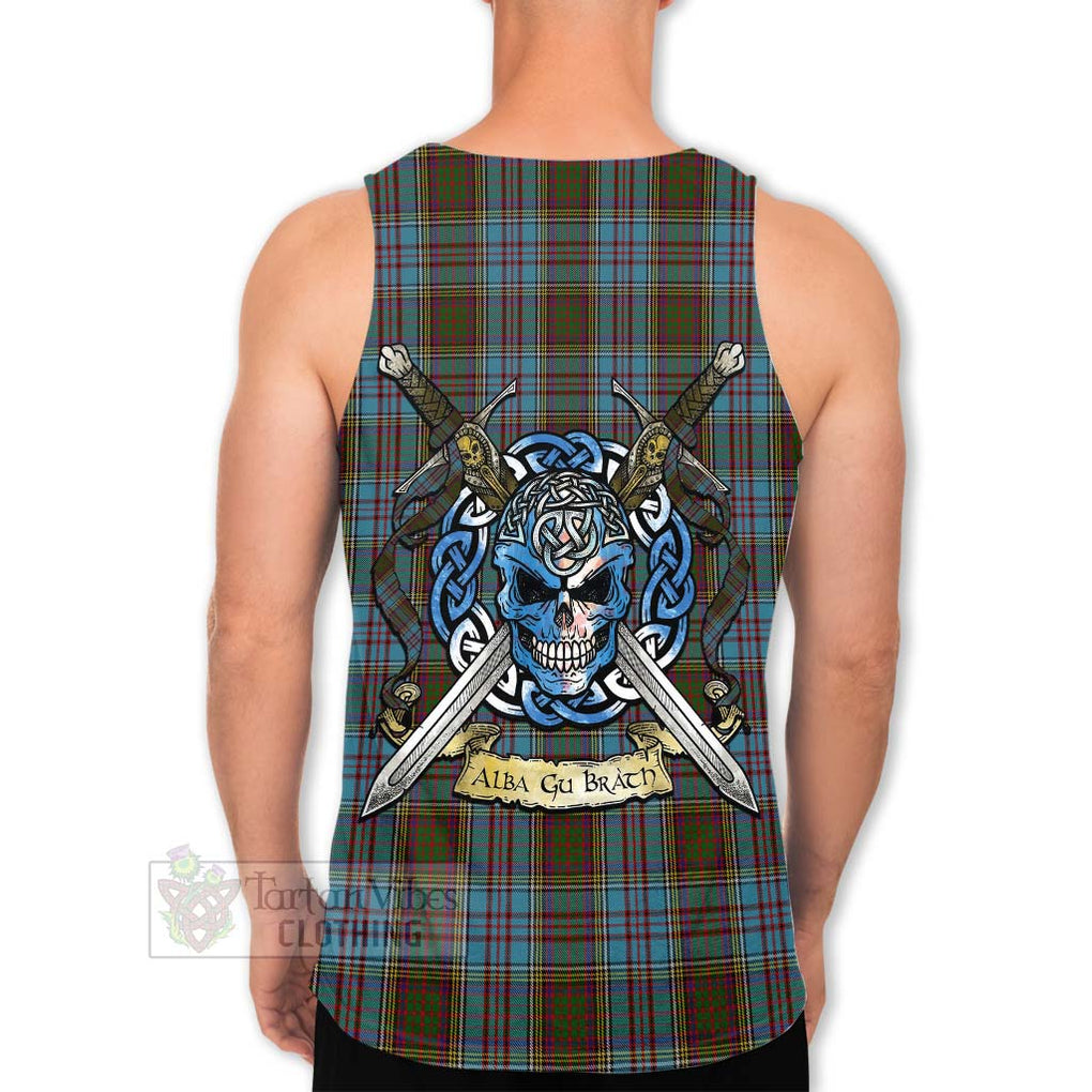 Tartan Vibes Clothing Anderson Tartan Men's Tank Top with Family Crest Celtic Skull Style