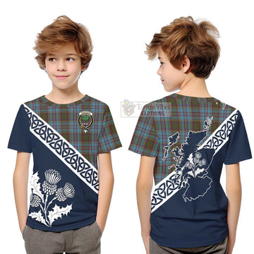 Anderson Tartan Kid T-Shirt Featuring Thistle and Scotland Map