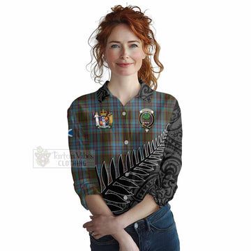 Anderson Crest Tartan Women's Casual Shirt with New Zealand Silver Fern Half Style