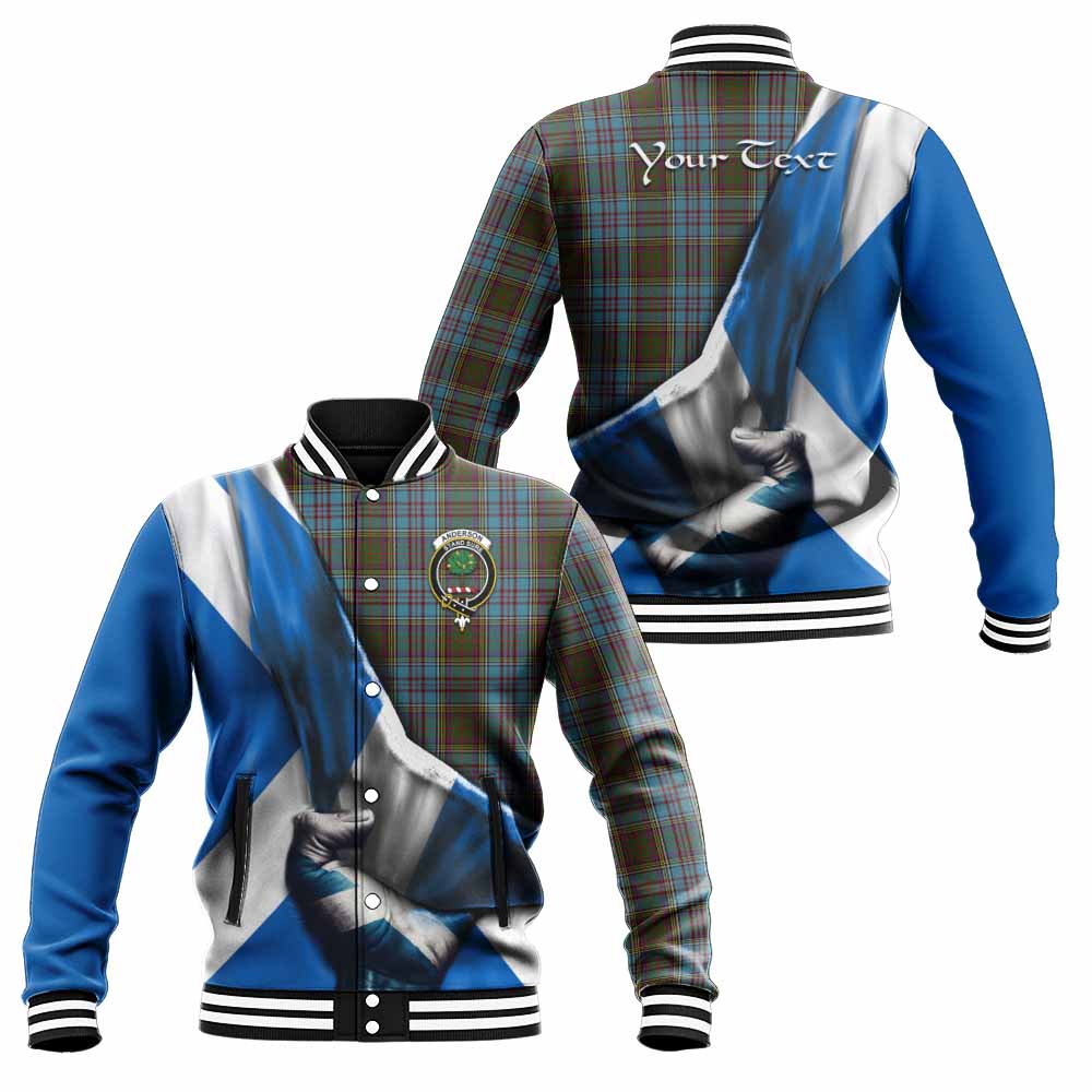 Tartan Vibes Clothing Anderson Tartan Baseball Jacket with Family Crest Scotland Patriotic Style