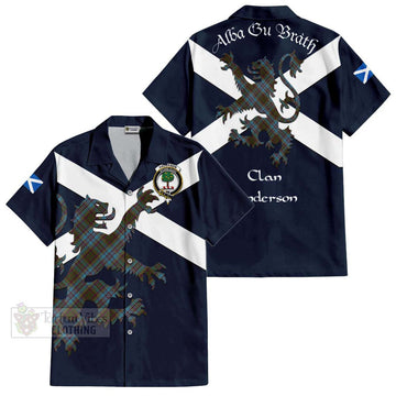 Anderson Tartan Lion Rampant Short Sleeve Button Shirt  Proudly Display Your Heritage with Alba Gu Brath and Clan Name