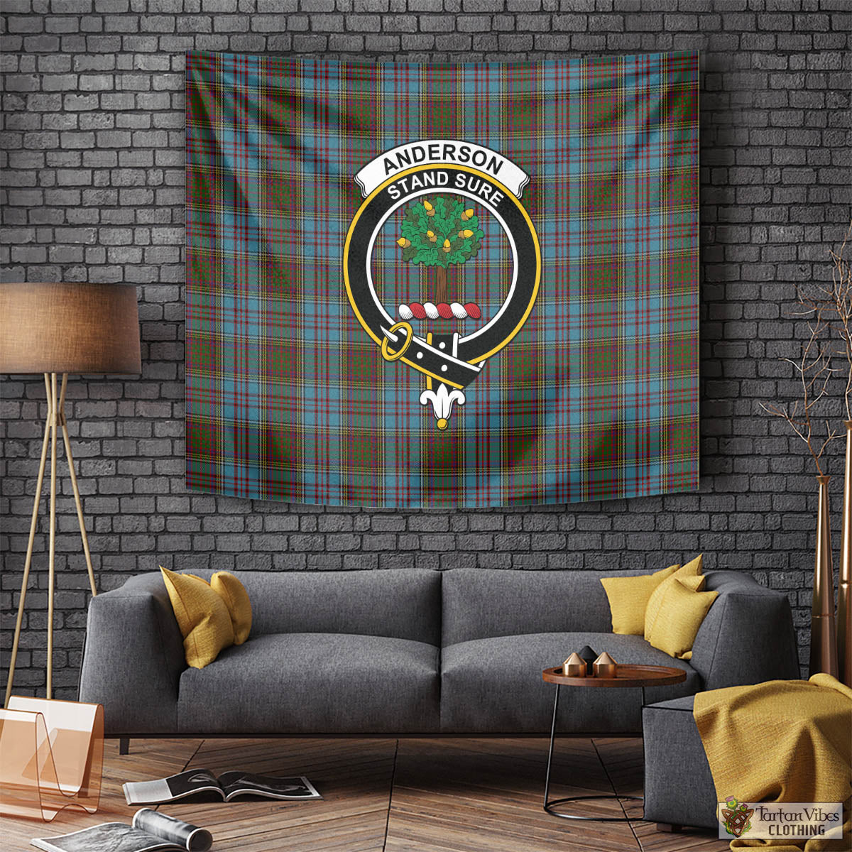 Tartan Vibes Clothing Anderson Tartan Tapestry Wall Hanging and Home Decor for Room with Family Crest