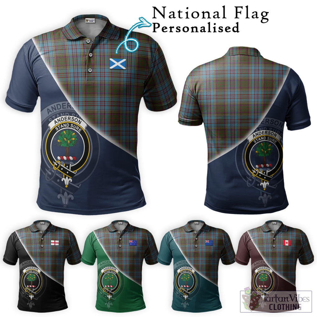 Anderson Tartan Polo Shirt with Personalised National Flag and Family Crest Half Style Maroon - Tartanvibesclothing Shop