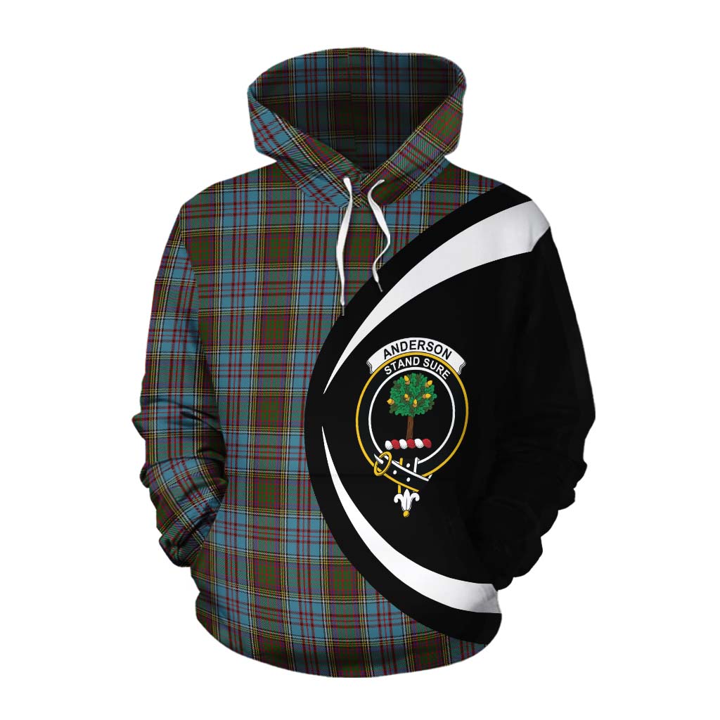 Tartan Vibes Clothing Anderson Tartan Cotton Hoodie with Family Crest Circle Style