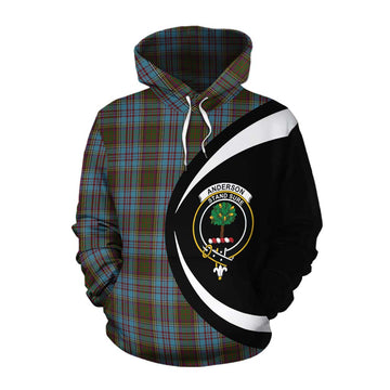 Anderson Tartan Cotton Hoodie with Family Crest Circle Style