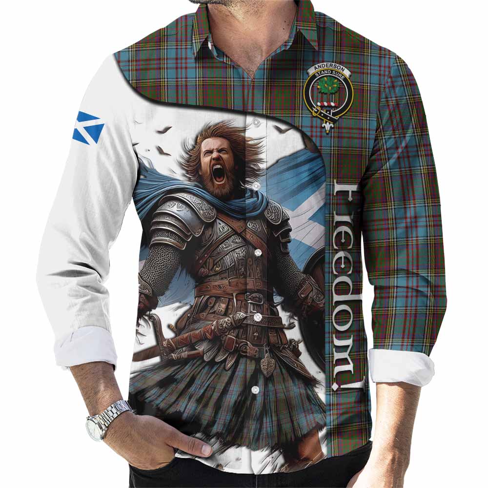 Tartan Vibes Clothing Anderson Crest Tartan Long Sleeve Button Shirt Inspired by the Freedom of Scottish Warrior