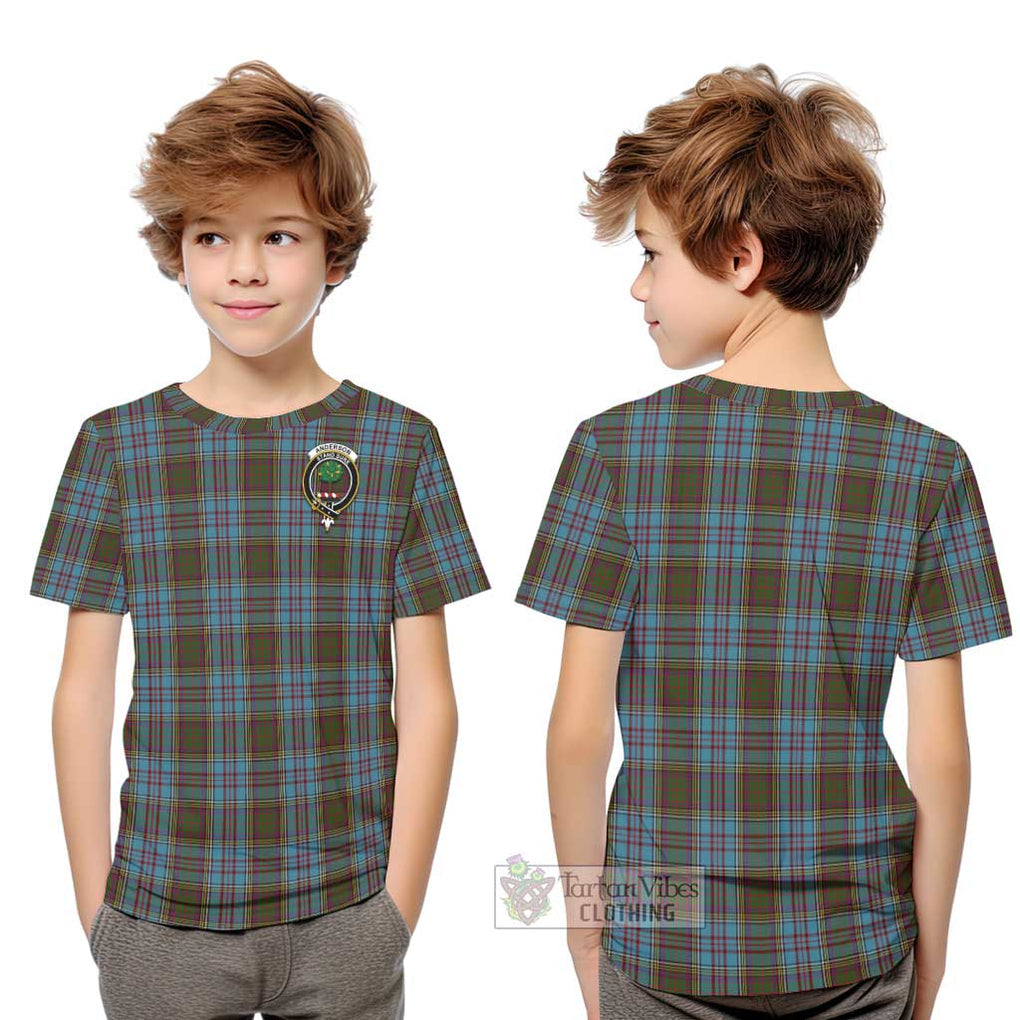 Anderson Tartan Kid T-Shirt with Family Crest Youth XL Size14 - Tartanvibesclothing Shop