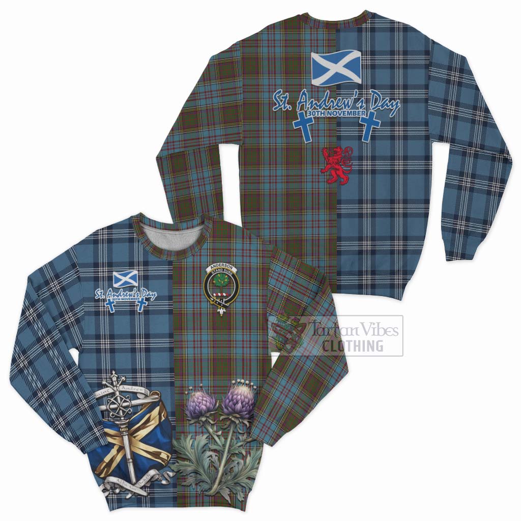 Tartan Vibes Clothing Anderson Tartan Sweatshirt Happy St. Andrew's Day Half Tartan Style