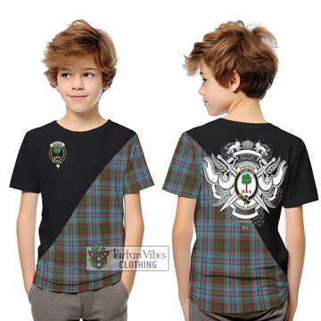 Anderson Tartan Kid T-Shirt with Family Crest and Military Logo Style