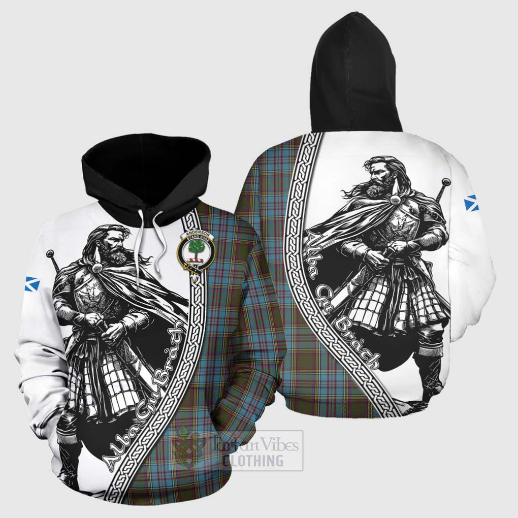 Anderson Tartan Clan Crest Hoodie with Highlander Warrior Celtic Style Zip Hoodie - Tartan Vibes Clothing