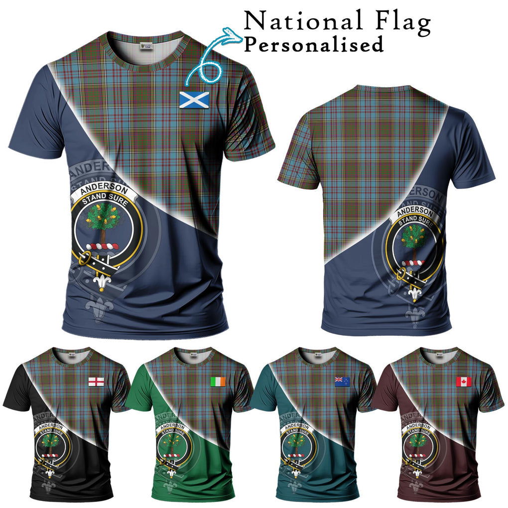 Anderson Tartan T-Shirt with Personalised National Flag and Family Crest Half Style Kid's Shirt - Tartanvibesclothing Shop