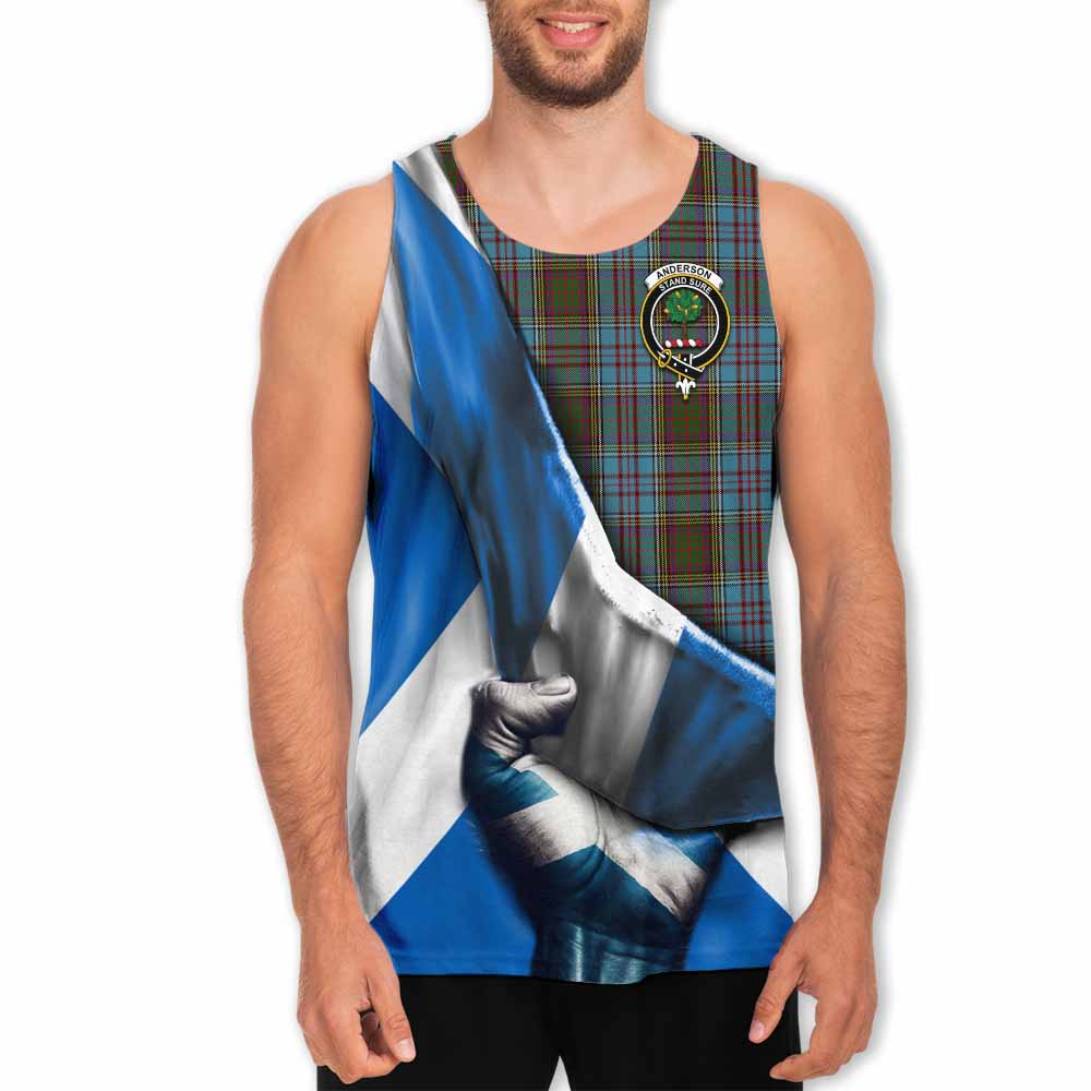 Tartan Vibes Clothing Anderson Tartan Men's Tank Top with Family Crest Scotland Patriotic Style