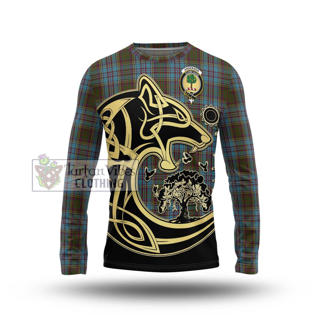 Anderson Tartan Long Sleeve T-Shirt with Family Crest Celtic Wolf Style Unisex - Tartan Vibes Clothing