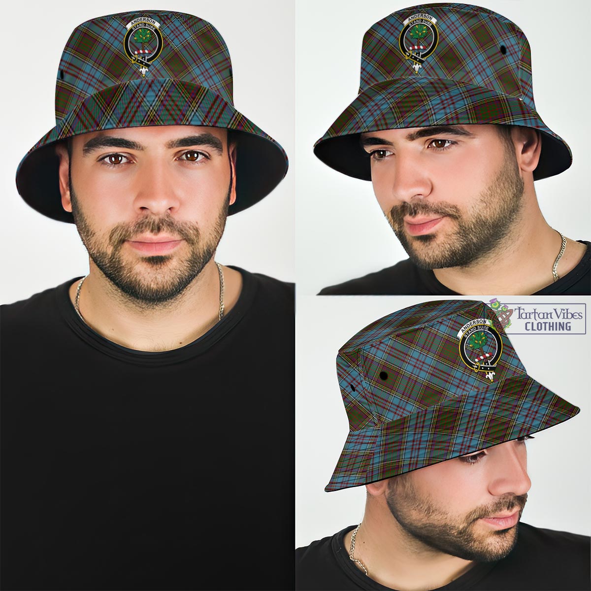 Tartan Vibes Clothing Anderson Tartan Bucket Hat with Family Crest