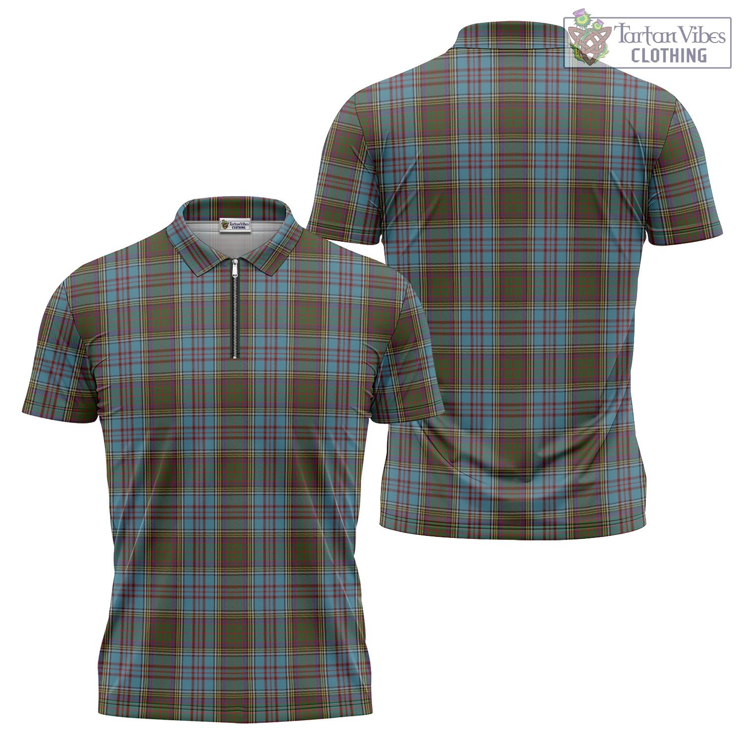 Tartan Vibes Clothing Anderson Tartan Zipper Polo Shirt