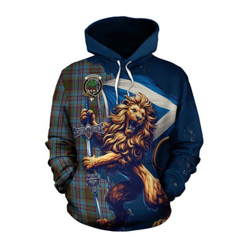 Anderson Tartan Family Crest Cotton Hoodie with Scottish Majestic Lion