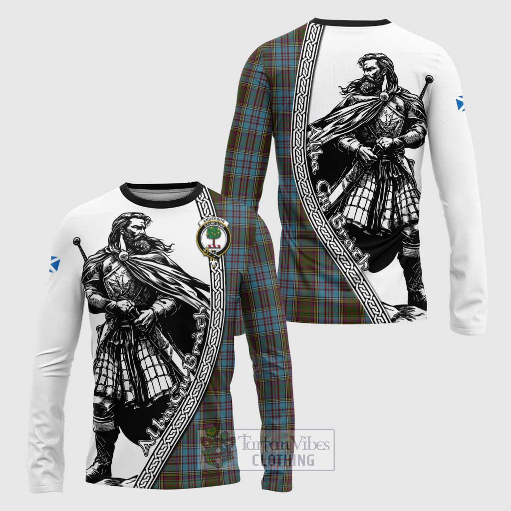 Tartan Vibes Clothing Anderson Tartan Clan Crest Long Sleeve T-Shirt with Highlander Warrior Celtic Style