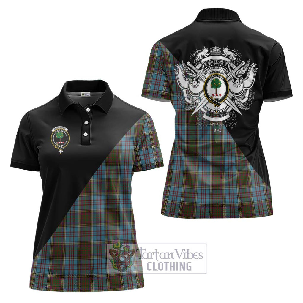 Anderson Tartan Women's Polo Shirt with Family Crest and Military Logo Style Women - Tartanvibesclothing Shop