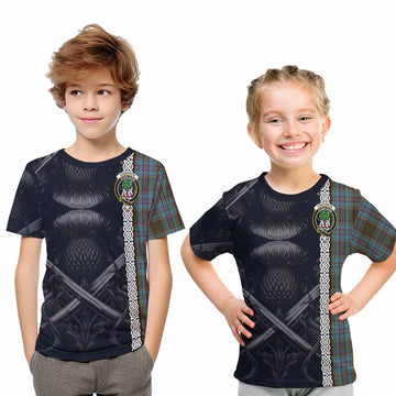 Anderson Tartan Kid T-Shirt with Family Crest Cross Sword Thistle Celtic Vibes